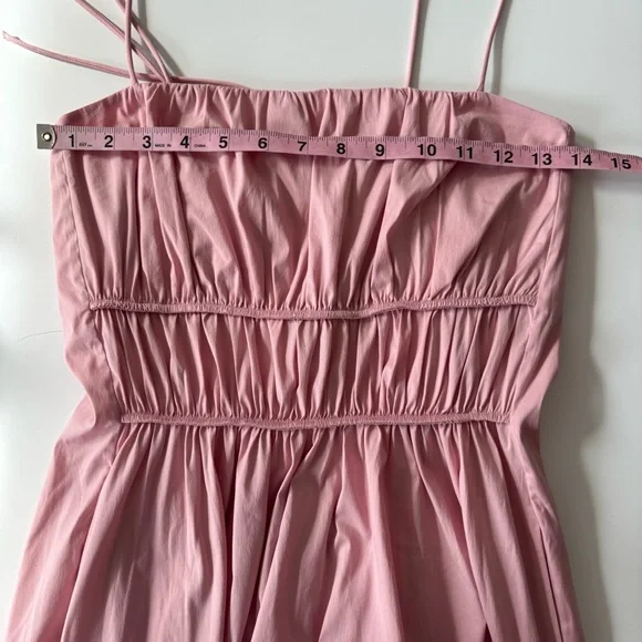 COS || Tie Back Gathered-waist Midi Dress Rose Pink 8 - Picture 8 of 10